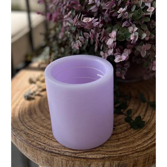 Spiral Light Candle LAVENDER & CHAMOMILE 3 X 3  Round 20hr Burn -Brand New Small - Picture 1 of 5